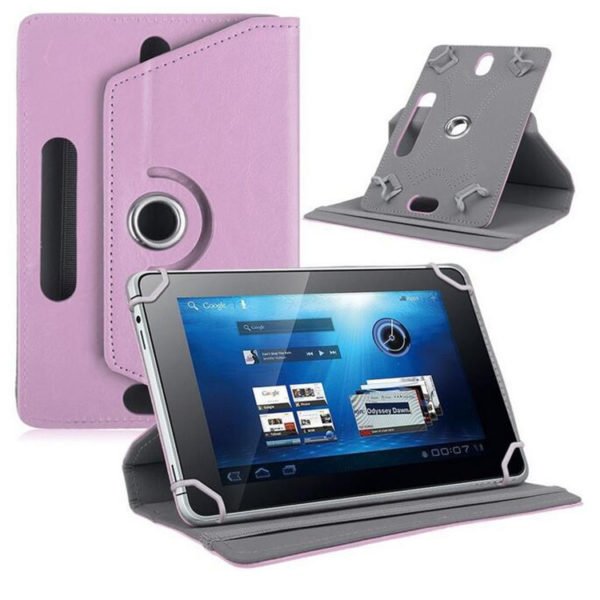 7/8/9/10 Inch Universal 360 Degree Rotating Four Hook Leather Tablet Protection Case Pink_7 inch 2