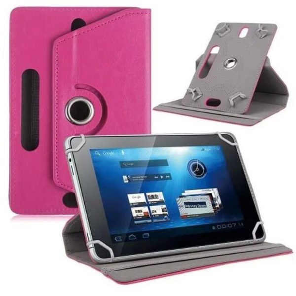 7/8/9/10 Inch Universal 360 Degree Rotating Four Hook Leather Tablet Protection Case Rose red_9 inch 2