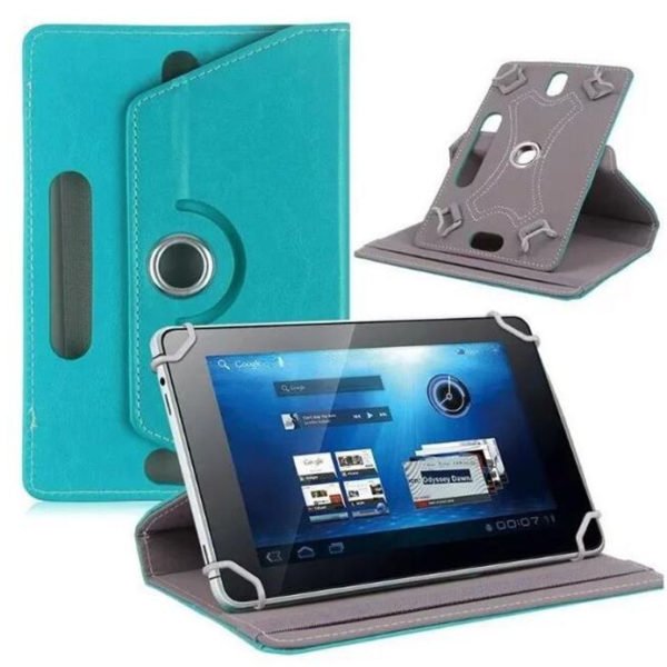 7/8/9/10 Inch Universal 360 Degree Rotating Four Hook Leather Tablet Protection Case Sky Blue 10 inch 2