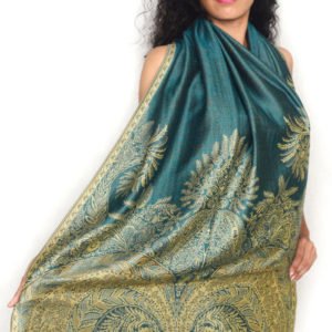 Big Paisley Thicker Pashmina Turquoise/Gold