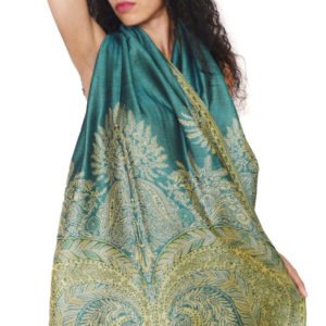 Big Paisley Thicker Pashmina Turquoise/Green