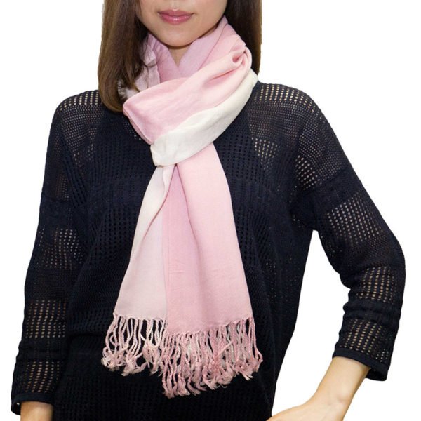 Ombre Solid Print Scarf Pink/White 2