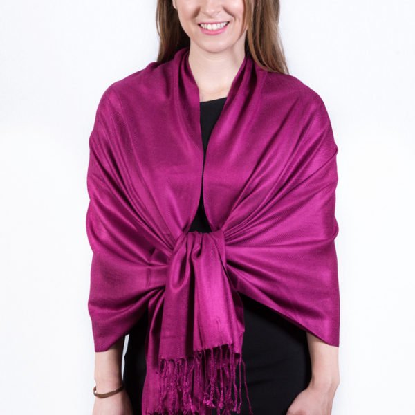 Silky Soft Solid Pashmina Scarf Plum Berry 2