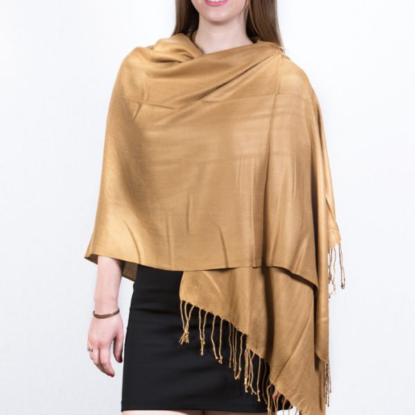 Silky Soft Solid Pashmina Scarf Golden Tan 2