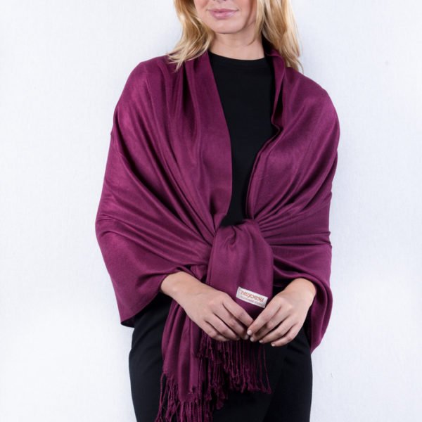 Berry Solid Pashmina Label Scarf 2