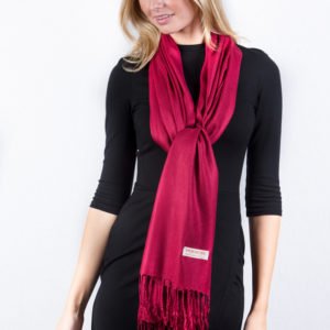 Burgundy Solid Pashmina Label Scarf