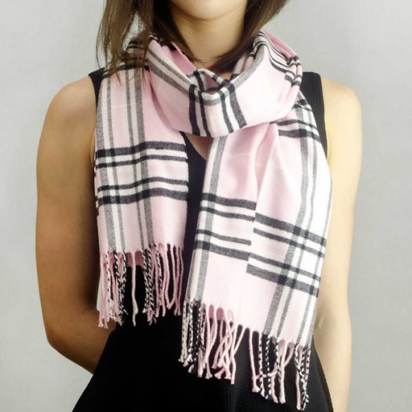 Woven Cashmere Feel Classic Scarf Pink 2