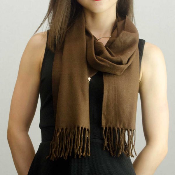 Solid Cashmere Feel Scarf Coffee 2