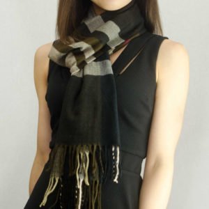 Woven Cashmere Feel Plaid Scarf Z26 Black/Borwn