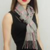 Woven Cashmere Feel Checker Scarf Z38 Grey/Pink 3