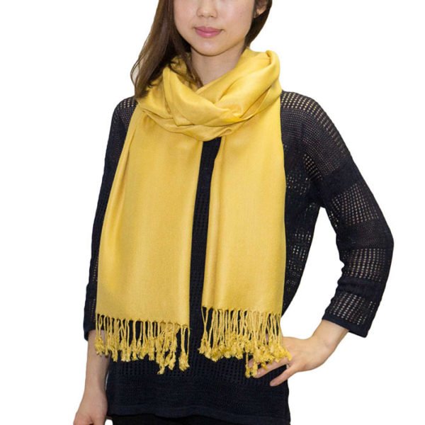 Silky Soft Solid Pashmina Scarf Mustard NEW 2