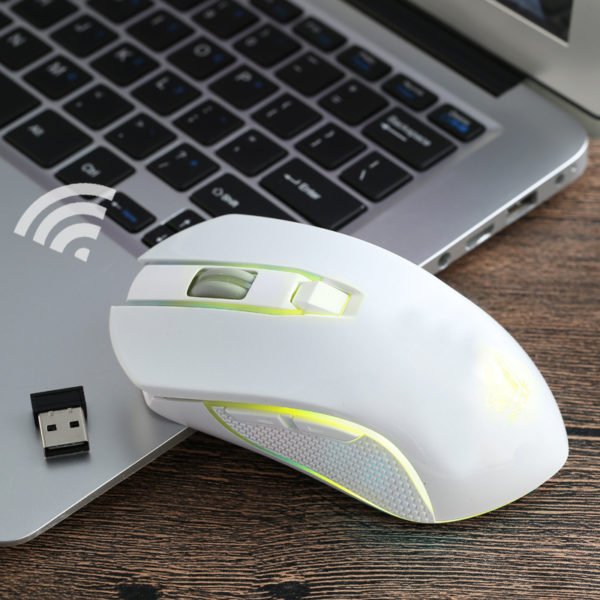 FREE WOLF X9 USB Wireless 1600DPI Gaming Mouse Optical Rechargeable Mice for PC Laptop White 2