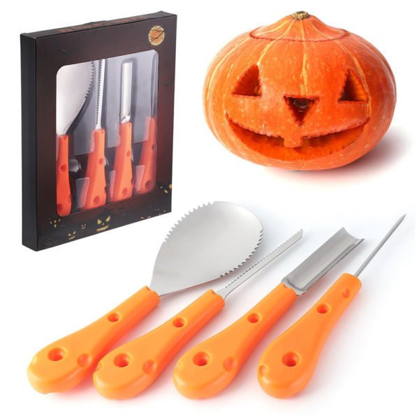 4 pcs/set Halloween Pumpkin Carving Kit Heavy Duty Stainless Steel Carving Tools Set for Halloween Decoration 4pcs 2