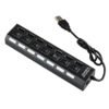 High Speed USB 2.0 Hub - 7 Ports With On/Off Switch, 5V, 480Mbps, Windows Compatible (Black) 3