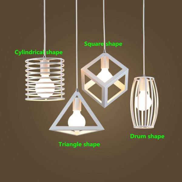 Geometrical White Iron Art Lampshade for Restaurant Lighting E27 110-220V (No Bulb)N33P 2