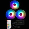 12V 33CFM 6pin RGB Colorful Light 12CM DC Computer Case Chassis Cooling Fan 3 color fans + 1 set controller 3