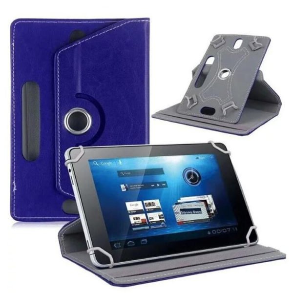 7/8/9/10 Inch Universal 360 Degree Rotating Four Hook Leather Tablet Protection Case Dark blue_8 inch 2