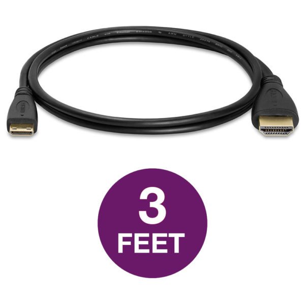 High-Speed Mini HDMI to HDMI Cable Adapter HDMI A to HDMI Mini Type C 4K HDMI Cable - 3FT 2