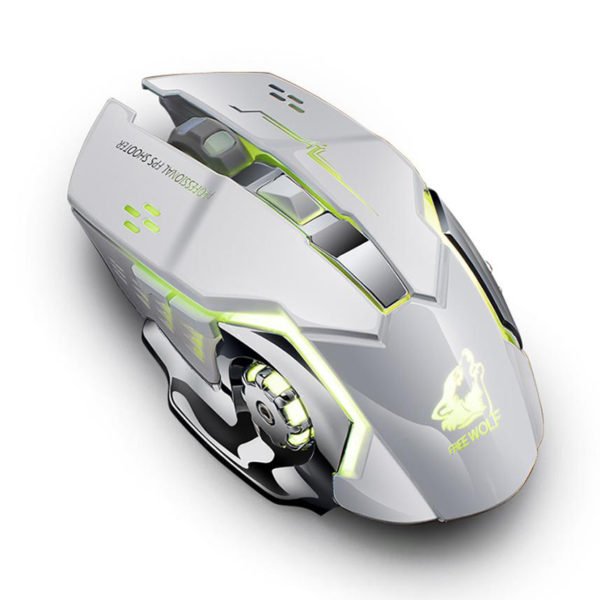 Free Wolf X8 Rechargeable Wireless Silent LED Backlit Gaming Mouse USB Optical Mouse for PC, White 2