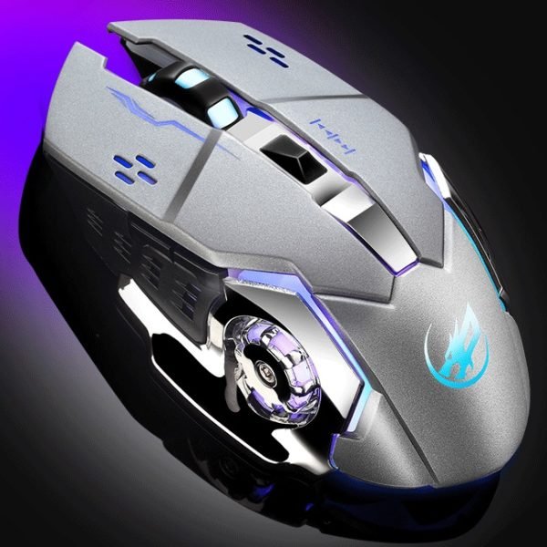 Warwolf Q8 Wireless Mouse Optical Mouse Gaming Silent USB Rechargeable 1600dpi for PC Laptop Computer Gray 2