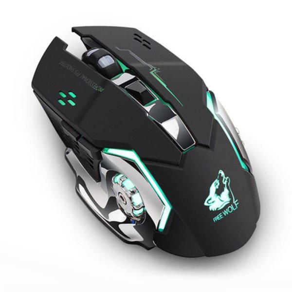 Free Wolf X8 Rechargeable Wireless Silent LED Backlit Gaming Mouse USB Optical Mouse for PC, Black 2