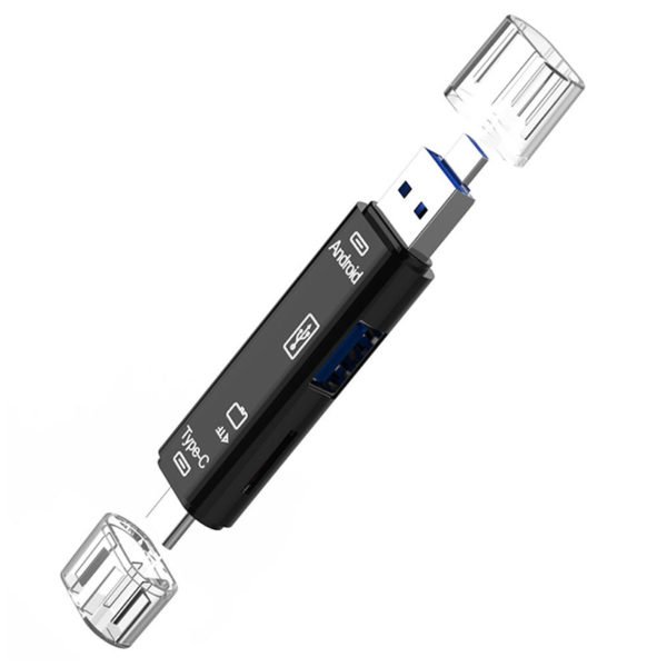 5 in 1 USB 2.0 Type C / USB / Micro USB SD TF Memory Card Reader OTG Adapter Black 2