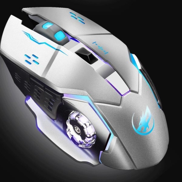 Warwolf Q8 Wireless Mouse Optical Mouse Gaming Silent USB Rechargeable 1600dpi for PC Laptop Computer Silver 2