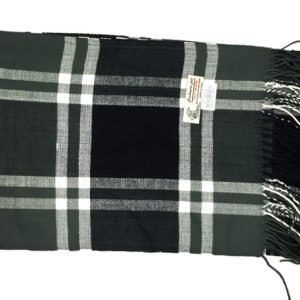 Woven Cashmere Feel Windowpane Scarf Z23 Black / Grey