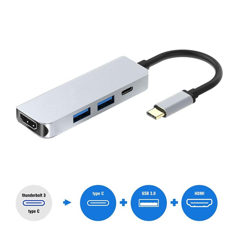 zoYuJEZt.jpg 4-In-1 C Hub to HDMI 4K 2 USB Port Adapter for MacBook Pro 2016 2017 Google Chromebook Samsung Galaxy S8/S8+/S9/S9+/Note 8 2