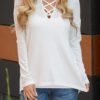 White Hollow Out Casual Blouse 3
