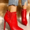 Rivets Embellished Pointed Toe Ankle Boots 3
