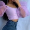 Solid Mesh See Through Crop Top 3