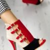 Colorblock Splicing Hollow Out Buckled Thin Heels 3