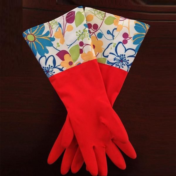 Floral Cotton Lined Rubber Gloves 2