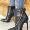 Zip Detail Buckle PU Ankle Boots 3