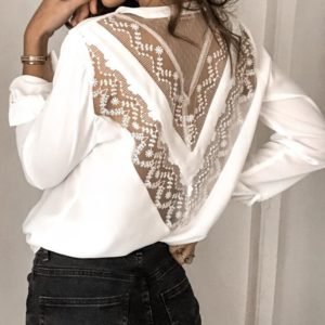 V Neck Mesh Insert Top