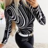 Striped Stand Collar Top 3
