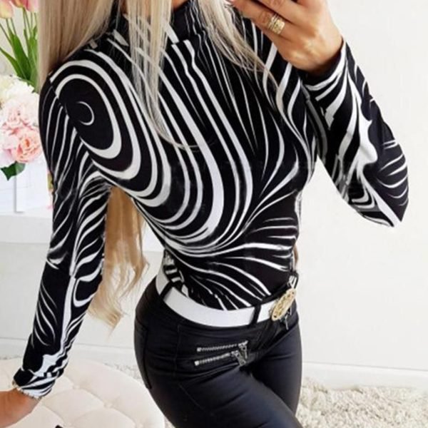 Striped Stand Collar Top 2