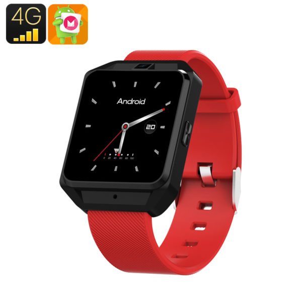 H5 Android Smart Watch - 4G, 1.54 Inch Touch Screen, Pedometer, Heartrate Sensor, Android 6.0, 5MP Camera 600 Mah(Red) 2