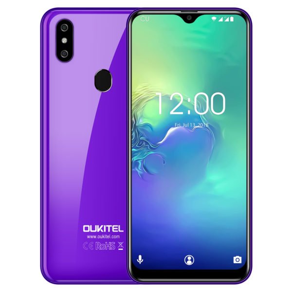 OUKITEL C15 Pro 2GB 16GB Android 9.0 Fingerprint Face ID 4G LTE Smartphone 2.4G/5G WiFi Water Drop Screen MT6761 Purple 2