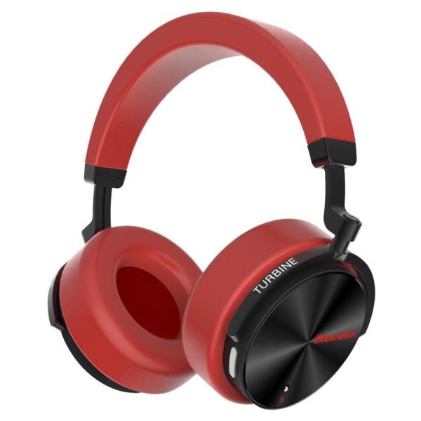 Bluedio T5S Active Noise Cancelling Wireless Bluetooth Headphones Portable Headset with Microphone - Red 2