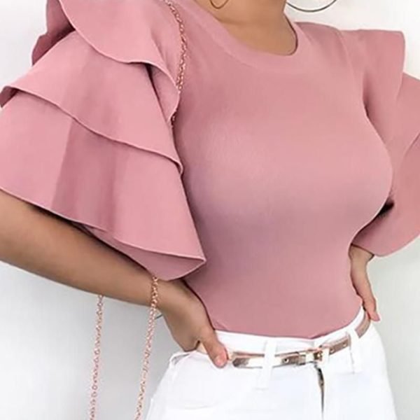 Layered Ruffle Bell Sleeve Casual Blouse 2