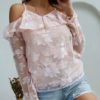 Lace Cold Shoulder Ruffles Casual Blouse 3