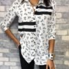 Horse Pattern Contrast Striped Shirt 3