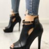 Solid Peep Toe Cutout Platform Thin Heels 3