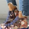 Suede Cartoon Print Patchwork Lace-Up Casual Boots 3