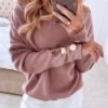 Solid Off Shoulder Buttoned Blouse 3