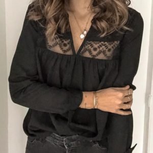 V Neck Mesh Insert Top