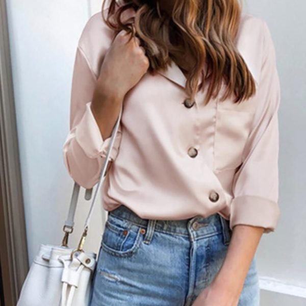 Solid Long Sleeve Buttoned Casual Shirt 2