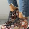 Suede Cartoon Print Patchwork Lace-Up Casual Boots 3